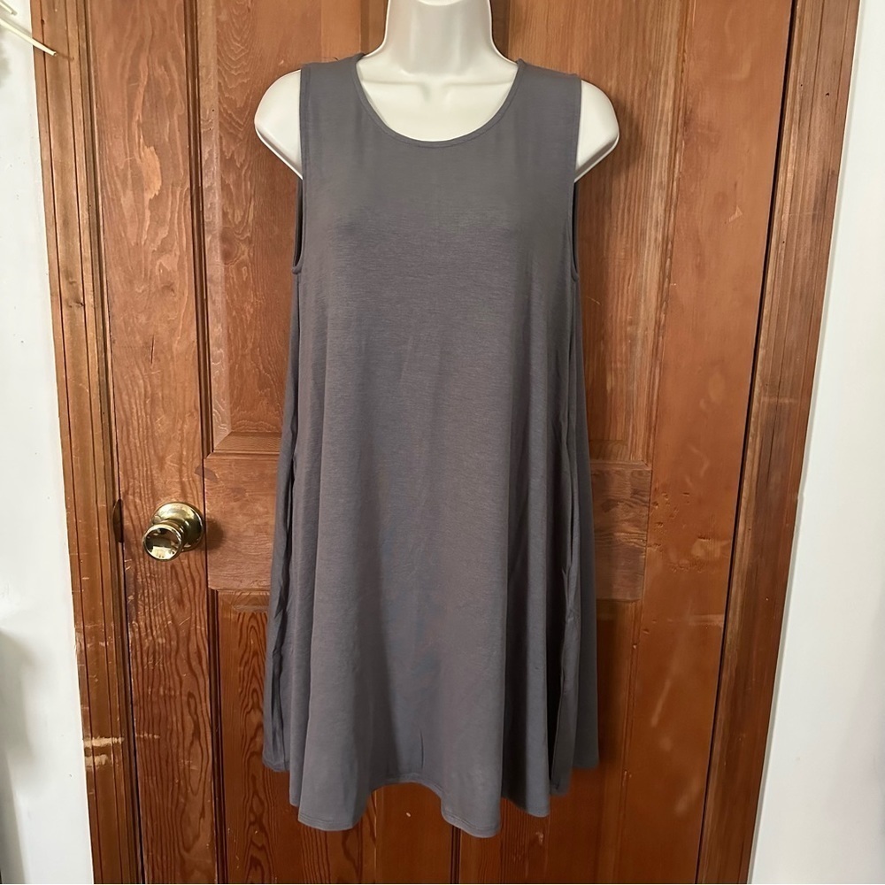Zenana Premium Gray Tunic/Dress with Pockets Size Medium
